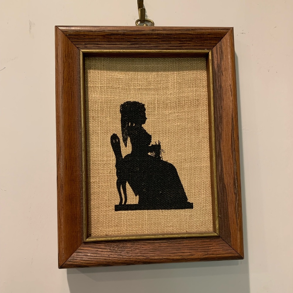 Vintage Silhouette Wall Art in Wooden Frame